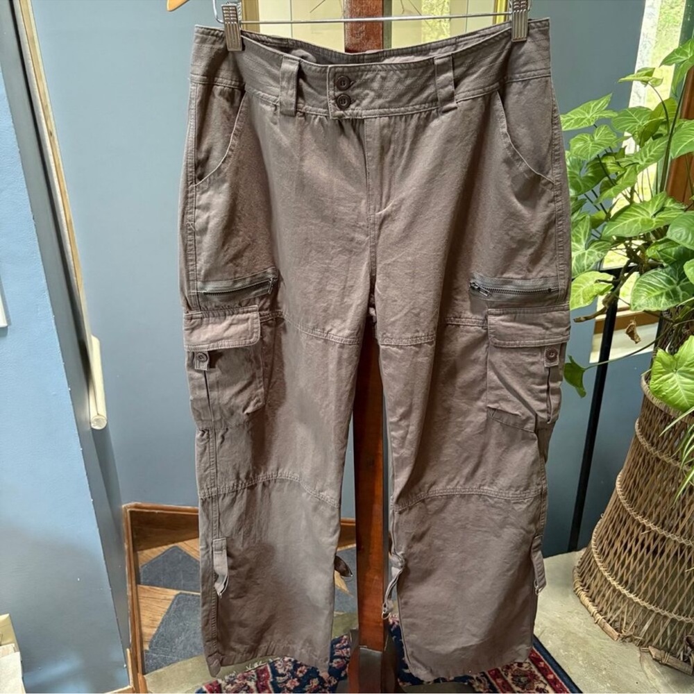 Women's Lightweight 100% Cotton Gray Cargo Pants size L - Picture 2 of 8